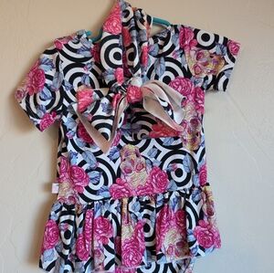 Skull and flower Bamboo Twirl Dress with Headband